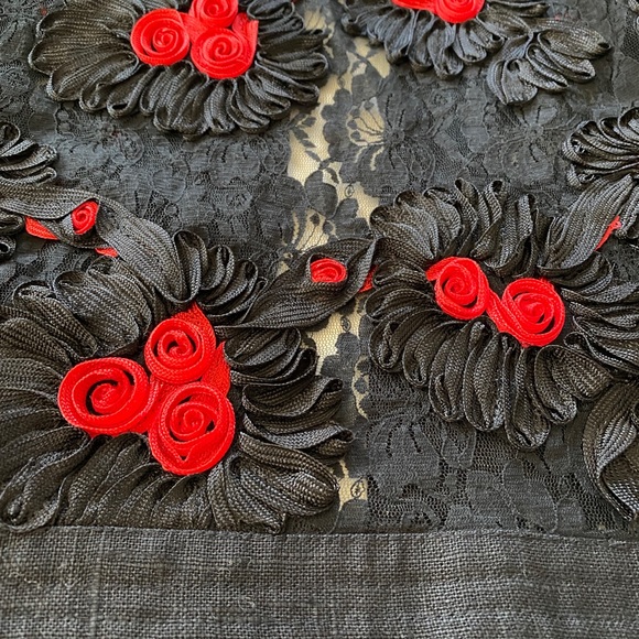 Vintage Black Red Raffia Bolero and Skirt Set - Picture 12 of 15